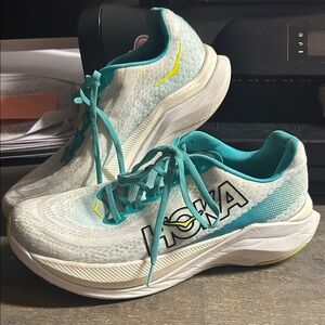 Hoka One One Men’s Mach X 1141450 WBGL White Running Shoes Teal Size 10 D